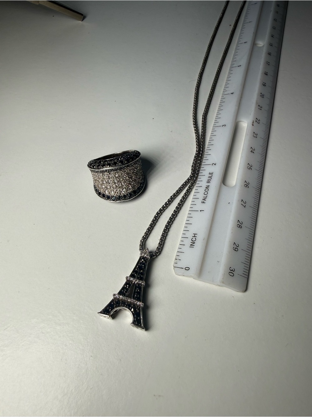 Eiffel Tower Pendant Necklace in Black and Silver